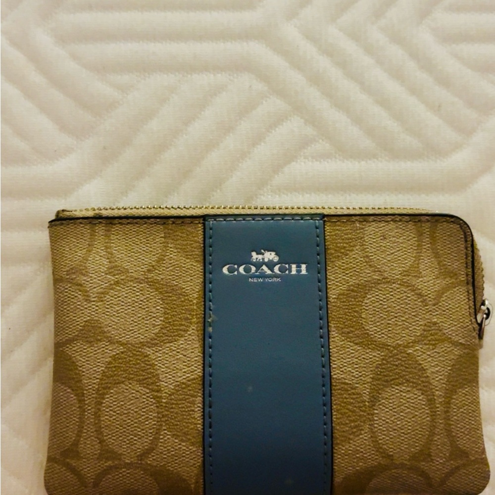 Coach Beige and Blue Wristlet
